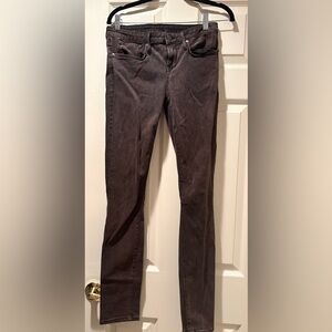 Helmut Lang Black Slim Moto Jeans Size 28 Made in USA Leather Belt Loop Detail